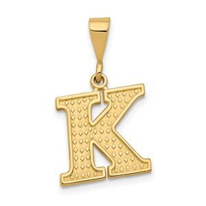 14k Yellow Gold, Ashley Collection, Textured Initial K Pendant
